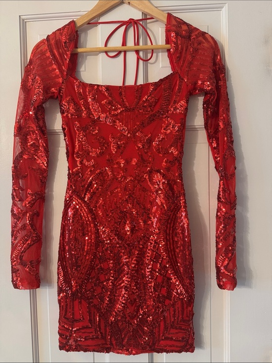 Lucy in the Sky Dresses & Skirts - Lucy in the Sky Red Sequin Long-Sleeve Mini Dress